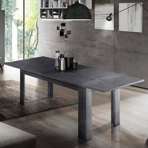 Dmora - Table extensible Nanni, Console extensible jusqu'à 10 places, Console extensible 100% Made in Italy, 140/190x90h75 cm, Ardoise