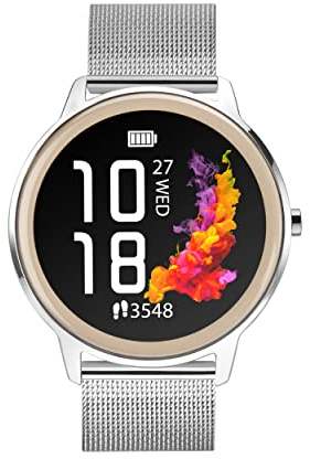 Sekonda Flex 42mm Smartwatch für Damen mit Herzfrequenz- und Schlafmonitor, tägliche Aktivitäts-, Sport-, Musik-, Wetter- und Nachrichtenfunktionen, mit Mesh Strap