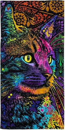 Ailaikei Strandtuch XXL-Badetuch groß 100x200-Giraffe Hund Delfin Katze 3D-Druckmuster-microfaser frottee-Weiches, saugfähiges Handtuch (3,70x140cm)