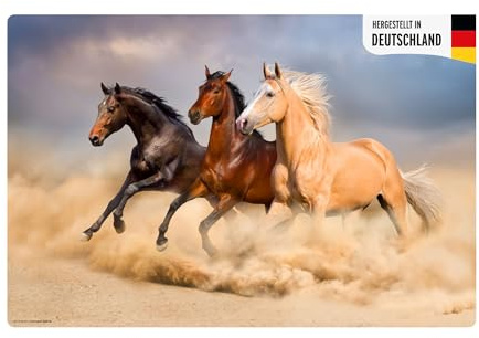 Sous-main lavable - Trois chevaux - En vinyle de qualité supérieure - Différentes tailles - Fabriqué en Allemagne - 60 x 40 cm