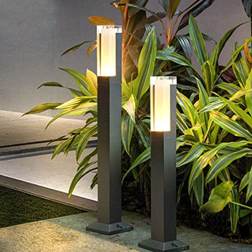 ZTWLEED Lampioni da Giardino Esterno LED,2 Pezzi 6W Luci da Esterno Giardino IP65 Impermeabile Bianco Freddo 6000K Lampade da Giardino per Giardino Cortile Vialetto,Nero 40CM 110-240V
