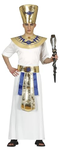 FIESTAS GUIRCA | Costume de Faraón Teen (14-16 ans) - T-shirt, Ceinture, Col, Chapeau et Pantalon - Costumes Égyptiens pour Halloween, Carnaval et Fêtes Déguisées - Idéal pour Ados - Blanc et Or