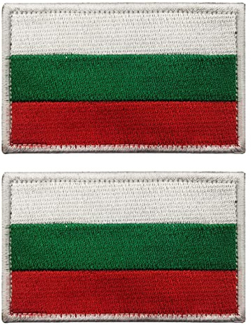 AliPlus - 2 toppe con bandiera della Bulgaria, ricamate tattiche militari morale patch applique fissaggio gancio e anello
