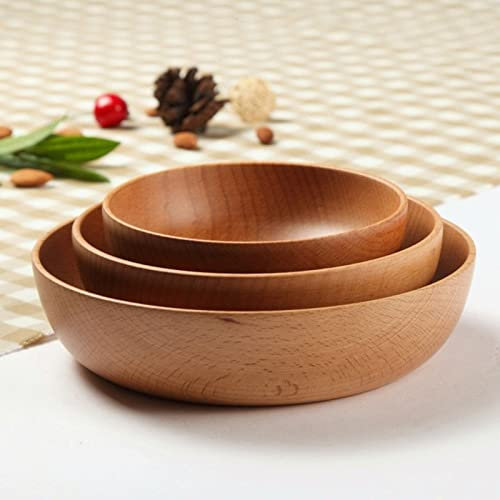 Bol à Salade en Bois, Fait à La Main Classique Grand Rond en Bois D'Acacia Soupe à Salade Bol à Manger éCologique en Bois de Qualité SupéRieure Ustensiles de Cuisine(L)