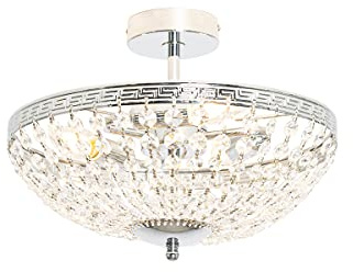 Qazqa classic-antique Deckenleuchte, Deckenlampe - Mondrian - Silber Farbe, Rund, 3-flammig, 35cm, Ideal als Flur, Schlafzimmerlampe und Wohnzimmerlampe