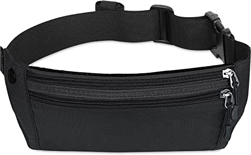 MYCARBON Bauchtasche Gürteltasche Flach Reisen Sport Hüfttasche RFID 100% Diebschutz | Wasserdicht | Joggen Fahrradfahren Reise Laufen | Hüfttasche Damen Herren Schwarz
