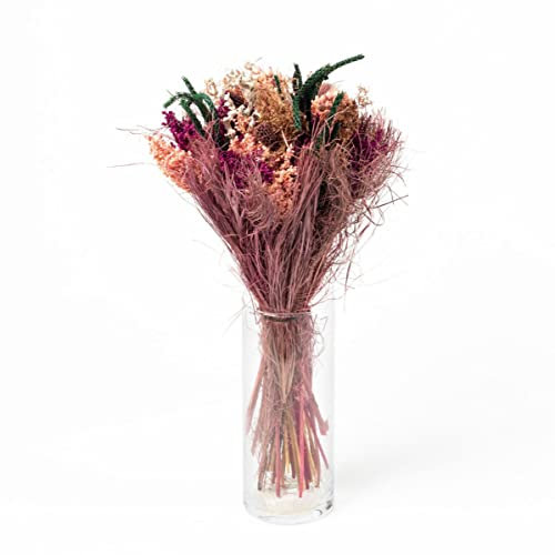 artplants.de Trockenblumenstrauß Harriet mit Manschette, pink, 40 cm, Ø20 cm - Strauß getrocknete Blumen