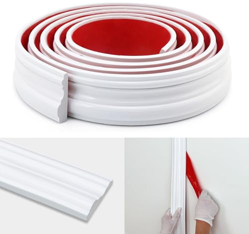 Taaizau Garniture de moulure murale à décoller et à coller, bande flexible pour cadre de miroir, cimaise, protection murale et décoration de maison (3m x 4cm)