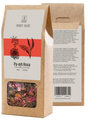 Mary Rose Pu-erh Rosa Tè Rosso 50g | Tè con Rosa | Energizzante | Naturale con Fonte di Teina
