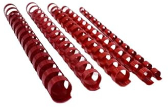 Plastikbinderücken, PVC, 6 mm, 14 Ringe, A5, Rot, 50 Stück