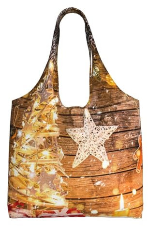 TRESILA Canvas Tote Bags Frauen Wiederverwendbare Einkaufstasche Schultertaschen Handtaschen Organizer Aufbewahrungstasche Einkaufstaschen/Retrowave Bilder, Weihnachtskerzen, Einheitsgröße