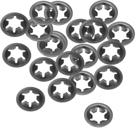Kozelo 20Pcs Interne Dent Étoile Rondelles M6 x 14mm Od Rapide Vitesse | 65Mn Noir Oxyde Finition Étoile Verrouillage Rondelles, Assortiment Trousse pour Meubles Voiture