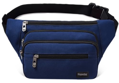 Hopedas Bauchtasche für Damen und Herren, Hüfttasche, für Reisen, Yoga, Fitnessstudio, Outdoor, Workout, Sport und Reisen, Laufen (blau)