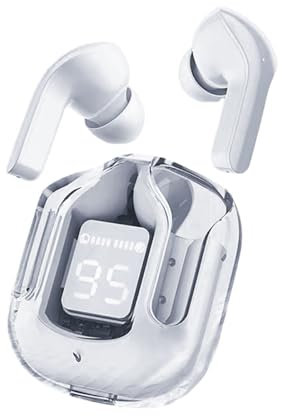 SH-RuiDu Écouteurs sans Fil, Portables Bluetooth 5. 3 véritables écouteurs sans Fil avec Suppression du Bruit, Bouton de contrôle du Microphone, étui de Chargement Transparent, autonomie de la