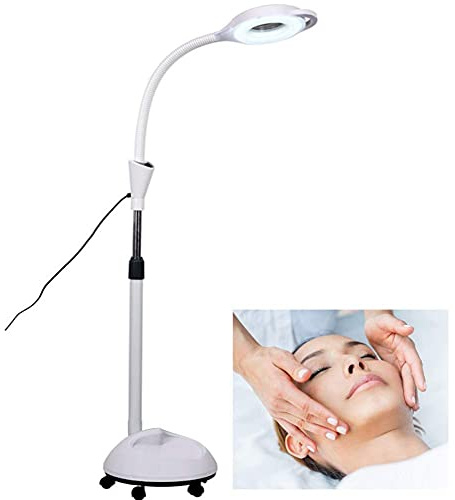 Magnifying Glass,Magnifier 8X Magnifier Lamp Floor Standing, Magnifying Light Adjustable Wheels for Skincare Beauty Nail Manicure Tattoo Salon and Home Use