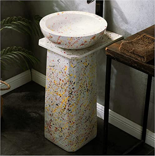 Vanity Unit with Basin,Bathroom Basin Sink with Full Pedestal, Pedestal Sink Handcrafted Ceramic wash Basin Pedestal washbasin for Indoor and Outdoor 44 x 40 x 80cm (Color : K) (C)