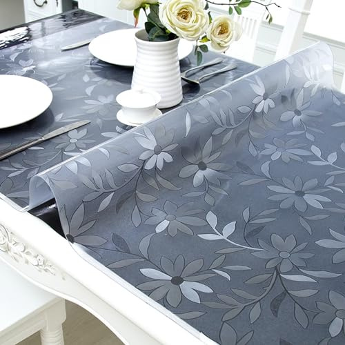 SSFMSF PVC Tablecloth Thickened Desktop Protective Film, Waterproof and Heat-Resistant Wipeable Table Mat, Suitable for Indoor and Outdoor Customization. (Blume, 2mm - 30 x 30 cm Rechteck)