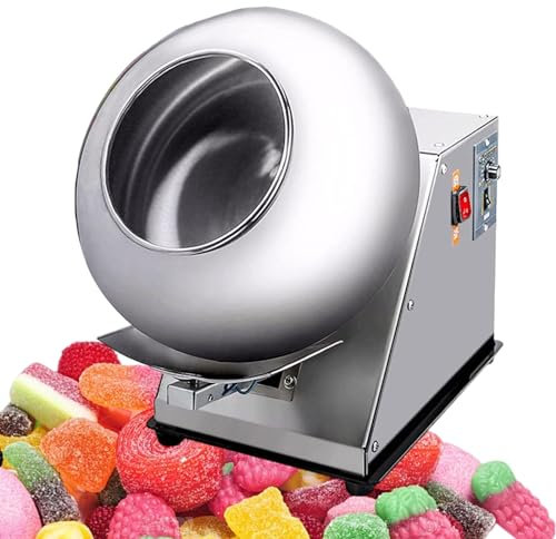 Sugar Coating Machine for Candy Coater, Chocolate Panning, Automatic Tablet Coating, Suitable for Sugar Ball, Polishing, Rounding, Drying, 3-6kg/H