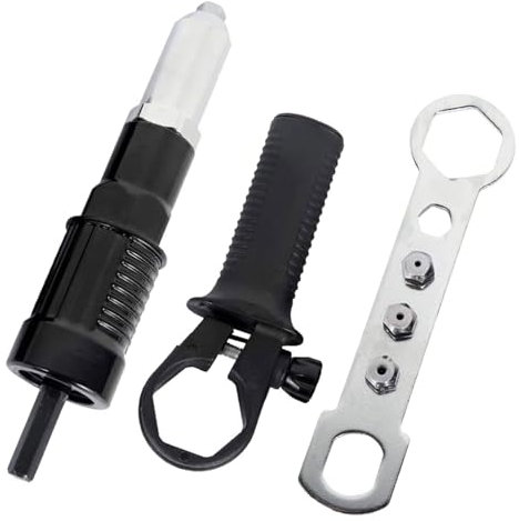 Remachadora eléctrica Binghe Remachadora, Adaptador de Pistola Remachadora, Remachadora para Taladro, Remachadora Bateria con Cabezal de Remache de diámetro 2.4/3.2/4.0/4,8 mm