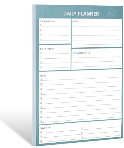 Thboxes Daily Planner Pad To Do List Pad, Undated 100 Tear off Sheets A5 Desk Planner Day Planner for Study Office Home Organising, 100GSM Thick Paper, 8.3 X 5.8
