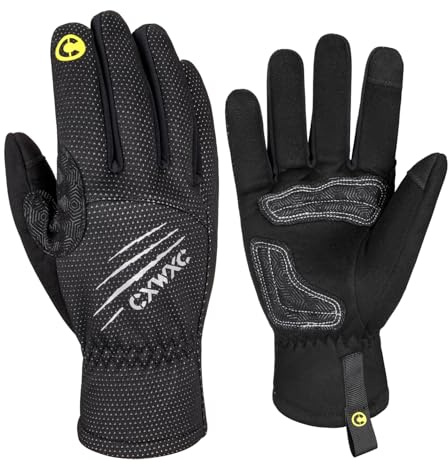 CXWXC Gants de vélo Coupe-Vent pour Homme - Écran Tactile - Imperméables - en Polaire Thermique - Antidérapants - pour la Course, la randonnée, la Conduite (Rouge, XL)