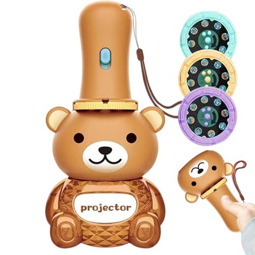 Children's Flashlight,Flashlight Bear Projector Educational Learning Story Slide Projection with 24 Images, Bedtime Night Light Toy for Children