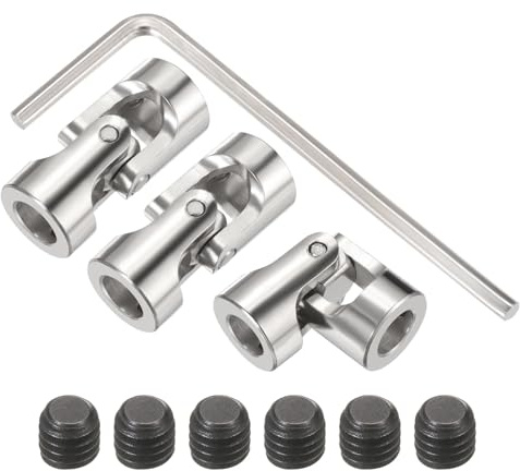 sourcing map 3Pcs 5mm to 6mm ID Steering Universal Joint Shaft Coupling,L23XD11 Metal 45°Degree Rotatable Joints Coupler with Screws Wrench Set for Model Car Ship Drive Shaft Motor Connection