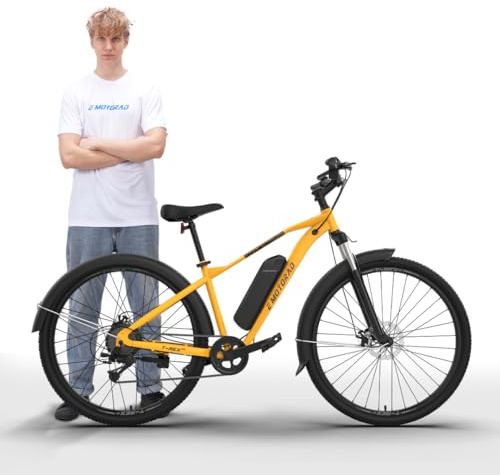 EMotorad T-rex Air | Bicicleta Eléctrica de Montaña para Adultos | Neumáticos 29x2.4 | Motor 36V 250W | Batería Extraíble 13Ah | Suspensión Delantera 100mm | Frenos de Disco Mecánicos (Amarilla)