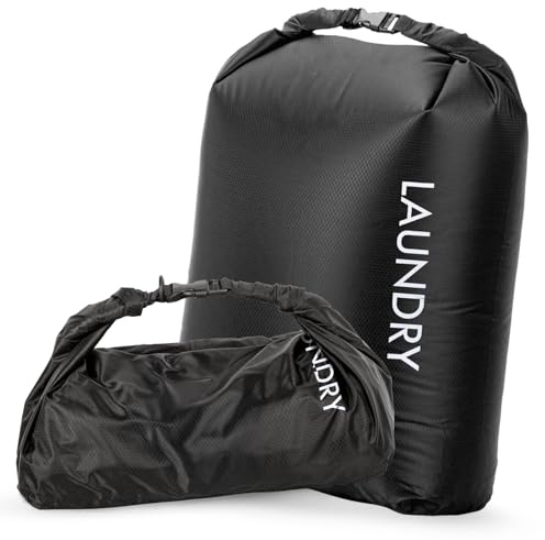 Travel Laundry Bag, Vacuum Compression Dirty Clothes Travel Bag Waterproof Wet Dry Bags Large Capacity Space Saver Bags Reusable Camp Clothes Organizer for Sports College Dorm Laundromat (1 Pcs )Black