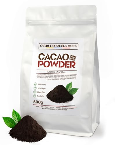 Cacao V Delta Cacao Puro en Polvo Alcalinizado Negro 500g - Cacao en Polvo 10/12 Sin Azúcar, Sin Gluten, Sin Alérgenos, Vegano y No GMO - Antioxidante con Flavonoides para una alimentación Óptima