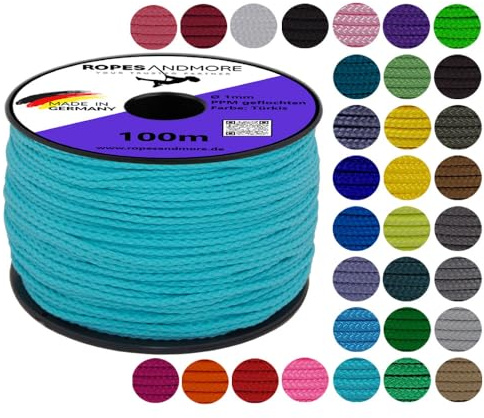 Polypropylenseil PPM Ø1mm – 8-Fach geflochten, 100m – über 30 Farben – Robustes DIY-Seil für Basteln, Makramee & Hundeleinen – Made in Germany (Beige)