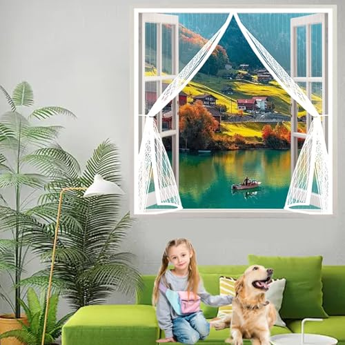Magnetic Fly Screen 200 x 70 cm Automatically Closes, Keep Bugs Out, Without Drilling, Easy to Install, Fly Screen Curtain Magnetic for Double Door/French Doors, White