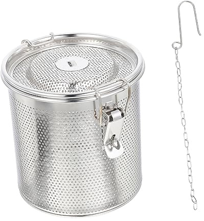 BESTYASH Filtro Per Spezie in Acciaio Inossidabile Microforato 12 Cm Gancio Catena, Utensile Da Cucina Per Filtraggio Salamoia e Condimenti, Resistente e Pratico Per Uso Domestico