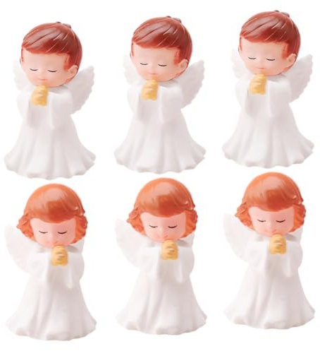 BESTYASH 6 Stück Teiliges Engel Deko aus Vinyl mit Flügeln Kleine Engel Figuren für Tisch Regal und Garten Stabile Niedliche Schutzengel Skulpturen für Zuhause und Büro