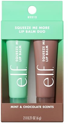 e.l.f. Squeeze Me Lip Balm Duo, Moisturizing Lip Balm for a Sheer Tint of Colour, Infused with Hyaluronic Acid, Vegan & Cruelty-Free, MINT/CHOCOLATE