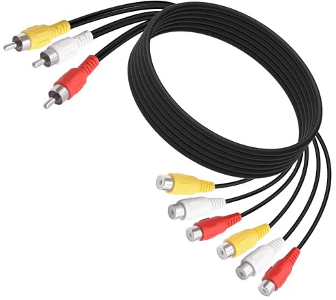 Sdoppiatore RCA AV 3 RCA maschio a 6 RCA femmina, cavo adattatore audio video | Cavo di prolunga splitter audio composito, per lettore VCD/DVD, TV, fotocamera, set-top box, amplificatore, 1,5 m