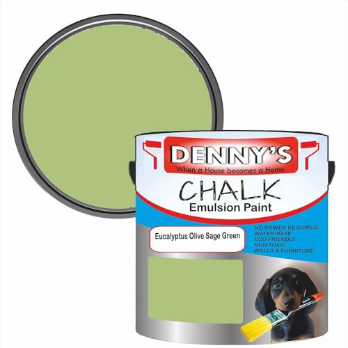 Premium Interior Wall & Furniture Chalk Paint – Eucalyptus Olive Sage Green – Rich Matt Finish, Durable & Washable, Low Odour, Ideal for Living Rooms, Bedrooms & Hallways (1 Litre Tin)