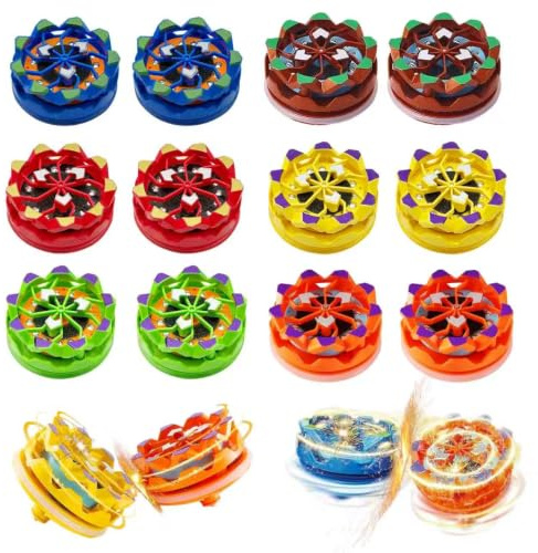 Shinybox Kindergeburtstag Gastgeschenke, 12 Stück Funkelndes Gyroskop, Kreiselspiel Partyüberraschung Tombola Preise Nützliche Mitgebsel Party Beschäftigung Autofahrt Geburtstag Weihnachten