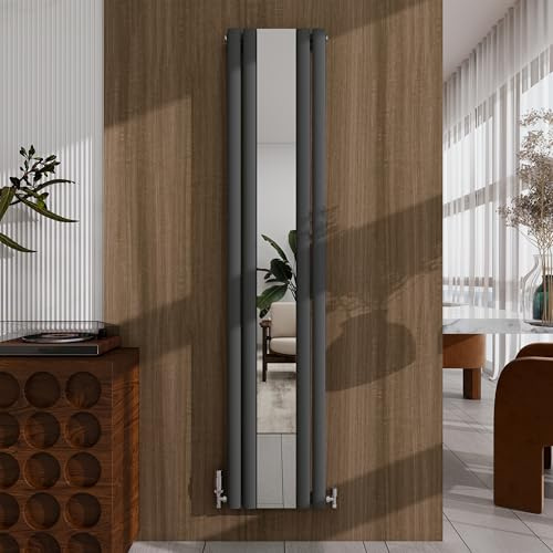 Acezanble 1800x381mm Modern Vertical Mirror Radiator Anthracite Oval Column Designer Central Heating Radiator