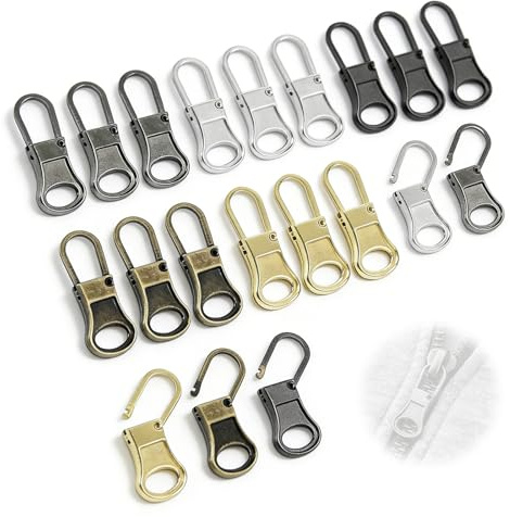 Nevoluxer 20 Tiradores de Cremallera de Repuesto, Cursor Cremallera Metálico Universal, Kit de Reparación para Chaquetas y Ropa, 5 Colores