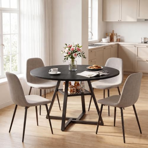 APICIZON Esstisch Rund 100cm, Esszimmertische, Küchentisch Klein | Dining Table für 2–4 Personen, Tisch Rund mit stabilem Metallgestell, für Esszimmer, Küche, Wohnzimmer, Schwarz