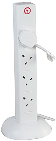 Pro Elec PEL00136 – 8‑Gang Surge‑Protected Tower Extension Lead with USB, 5 m, White
