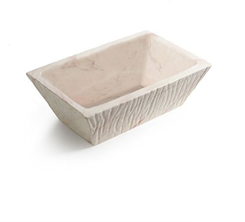Lavandino Lavabo Appoggio/Sospeso Rettangolare Pietra Rosa Portogallo in Ceramica 60x40 cm (Effetto marmo rosa portogallo pieno)