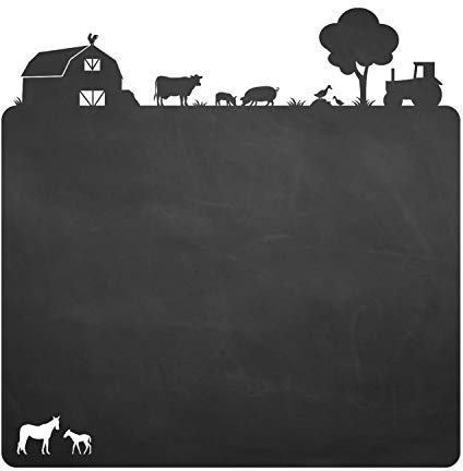 014 Bauernhof - selbstklebende Tafelfolie/Kreidefolie inkl. 3 Stück Kreide - Größe: 900 x 900 mm - Kinderzimmer Wanddeko