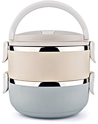 Gresunny lonchera de acero inoxidable 2 capas fiambrera hermetica térmicas cajas bento lunch box térmicas a prueba de fugas contenedor portátil alimentos para oficinas colegio 1.4L