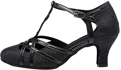 AOQUNFS Tanzschuhe Damen Latein,YCL322-Schwarz-6,EU 43