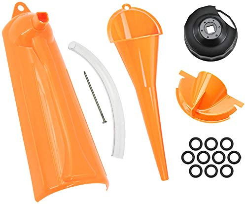 HDBUBALUS Ensemble d'entonnoirs de remplissage de carter avec clé à filtre à huile et bouchons de vidange primaires pour Harley Orange 1984-2019, 1999-2017