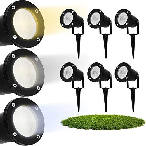 Lumiled LED Gartenstrahler 6er Set 6W 4000K Neutralweiß IP65 Wasserdicht Spike Gartenleuchte GU10 Strahler außen mit Erdspieß schwenkbar Schwarz Wegeleuchten Baumbeleuchtung Gartenlichter Reflektor
