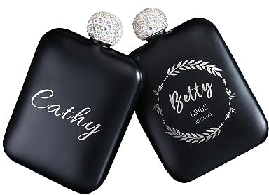 Lot de 2, flasques personnalisées pour demoiselles d'honneur, liqueur à whisky gravée pour mariage, enterrement de vie de jeune fille, cadeau de fête prénuptiale