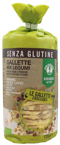 Probios Gallette Mix Legumi Bio – Snack croccante senza glutine – Realizzate con legumi biologici ricchi di fibre – Confezione da 12 da 120 g
